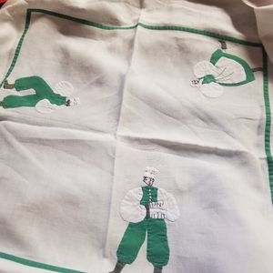 Antique Dutch linen tablecloth with unusual applique design